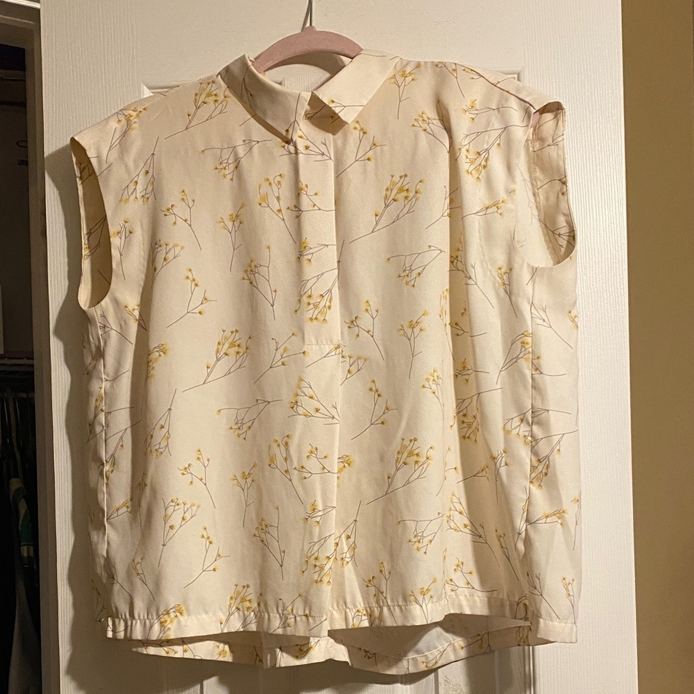 FRNCH Cream and Yellow Floral Blouse